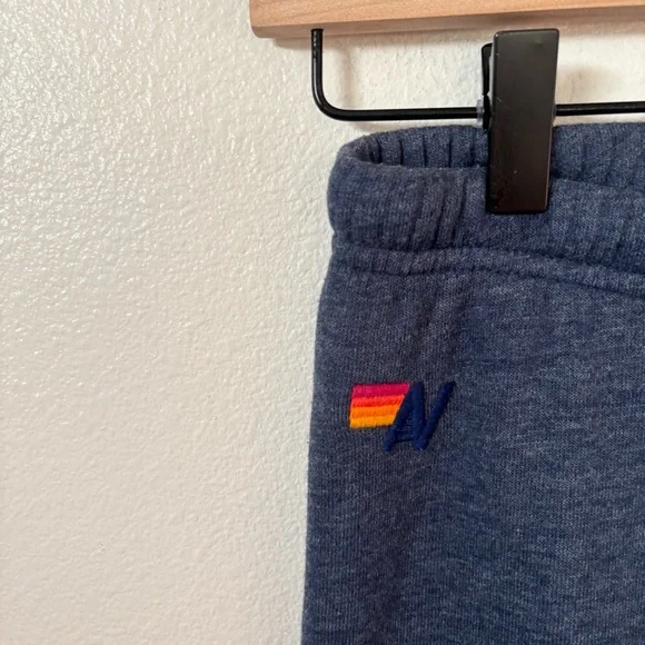 Aviator Nation 5 Stripe Sweatpants Diagonal Joggers Navy Rainbow Neon Size Small - Picture 2 of 6